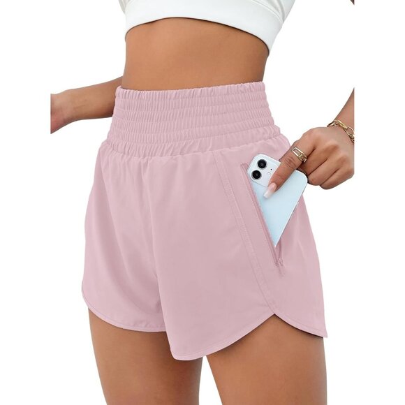 Women's Athletic Shorts High Waisted Running Shorts Pocket Sporty Short Gym - Picture 1 of 7